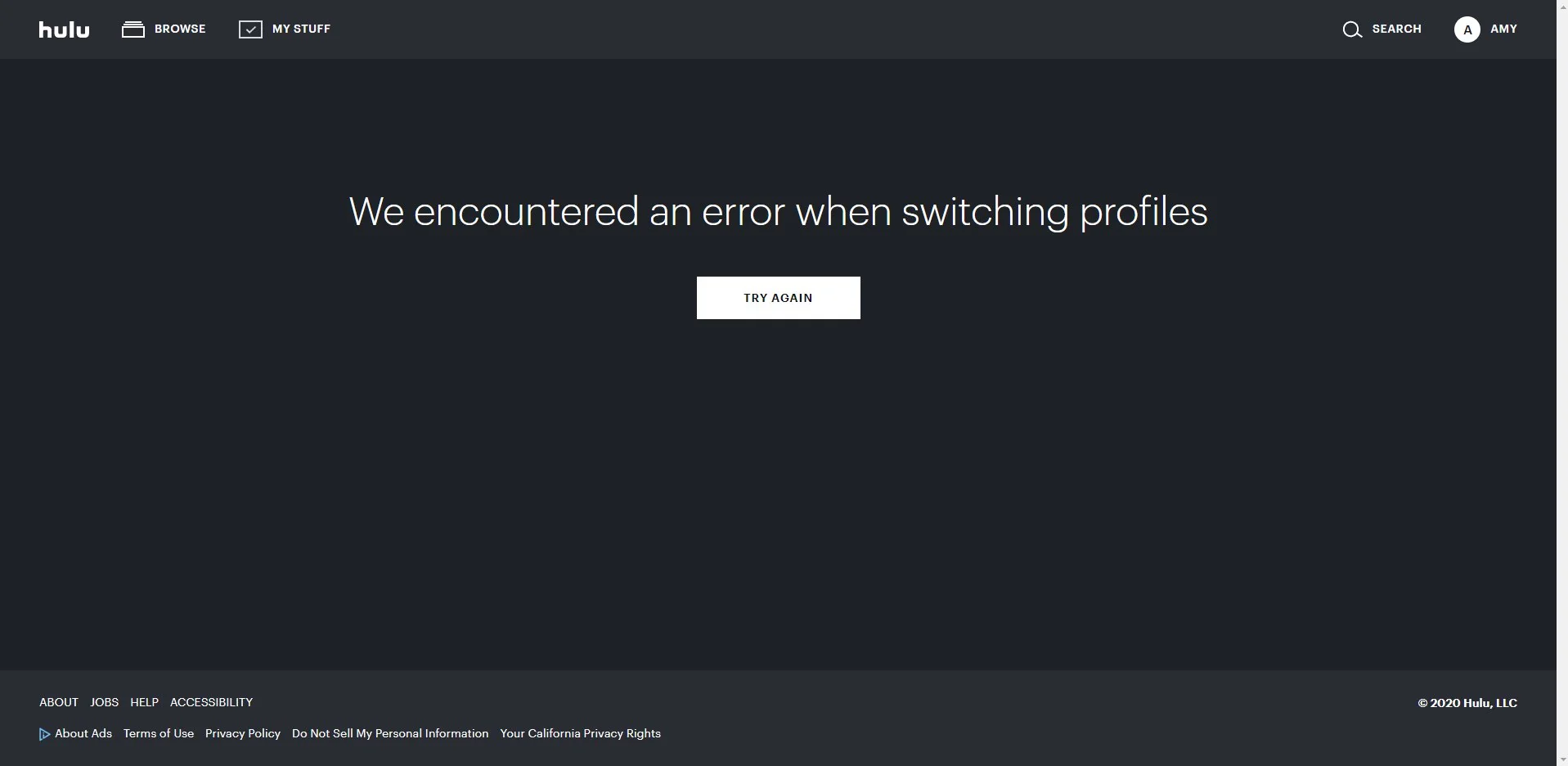 We Encountered an Issue While Switching Profiles error on Hulu